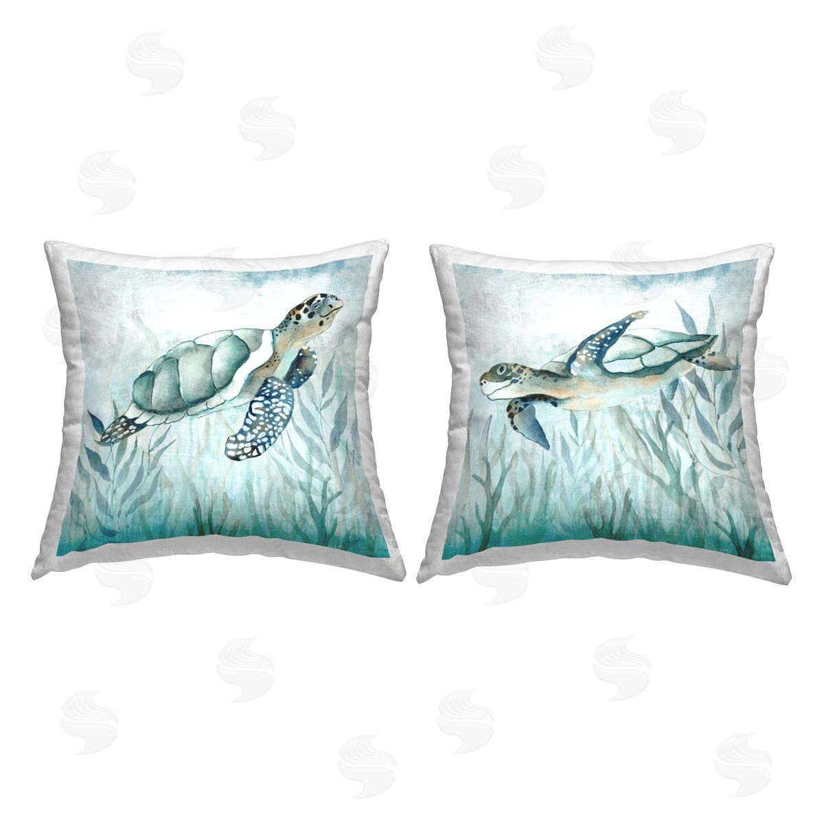 Turtles Among Seaweed Decorative Printed Pillow, Home Decor by Janet Tava