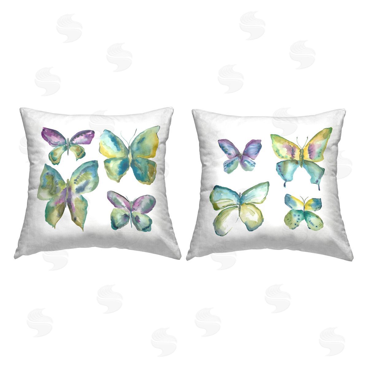 Abstract Butterflies on White Decorative Printed Pillow, Home Decor by Chariklia Zarris