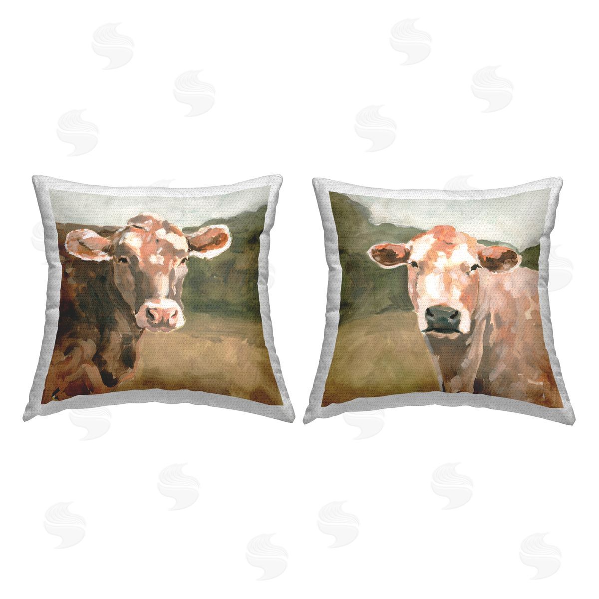 Traditional Farm Cows Outdoor Printed Pillow, Home Decor by Victoria Barnes