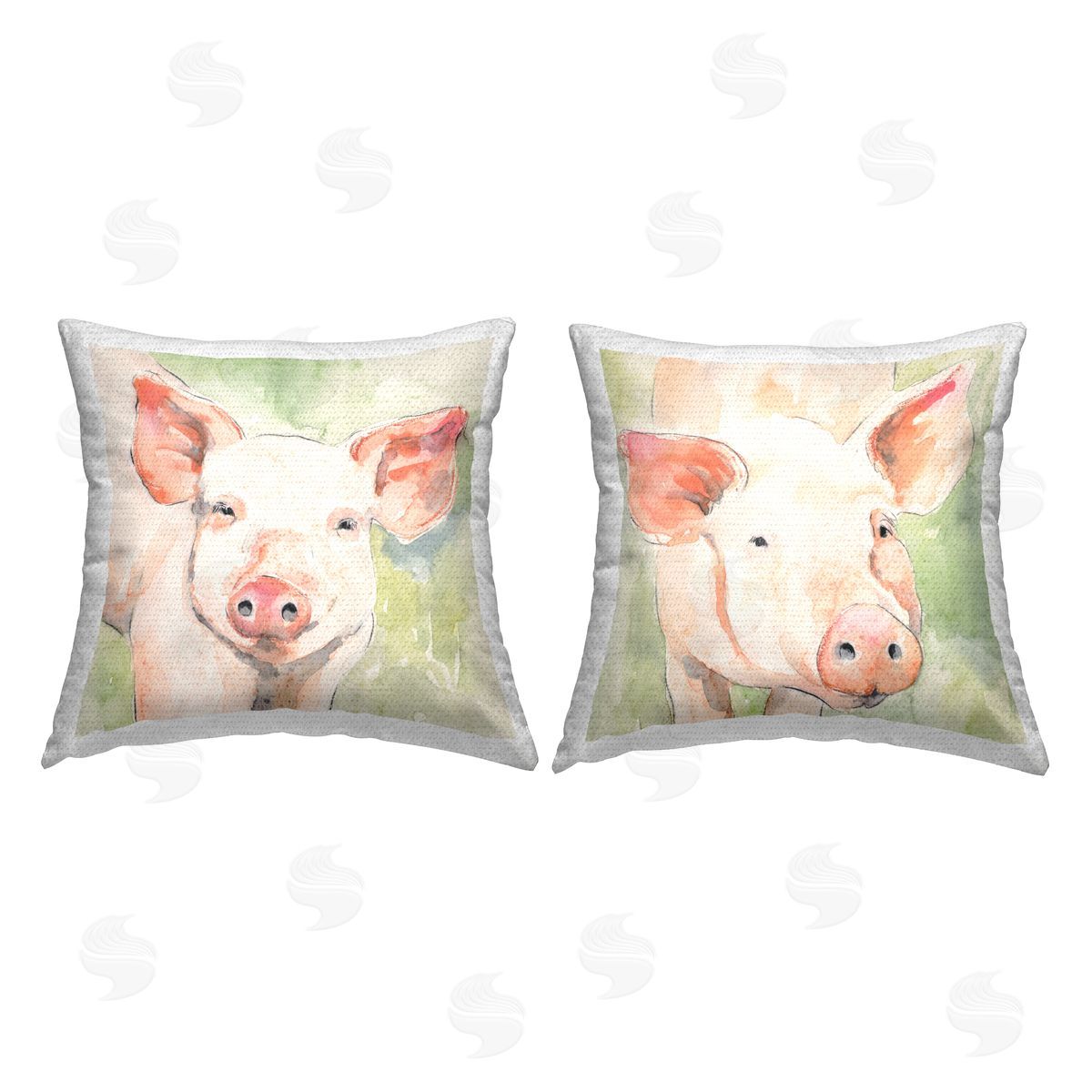 Pigs on Green Outdoor Printed Pillow, Home Decor by Victoria Barnes