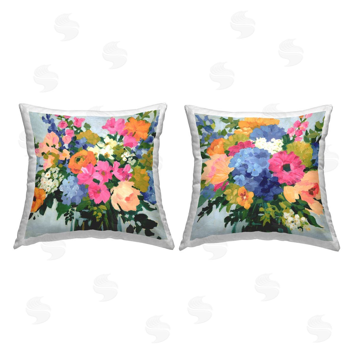 Modern Vivid Flowers Decorative Printed Pillow, Home Decor by Victoria Barnes