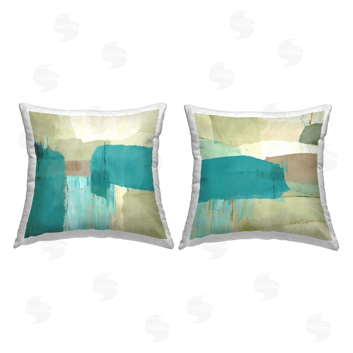 Teal Geometric Abstract Decorative Printed Pillow, Home Decor by Flora Kouta
