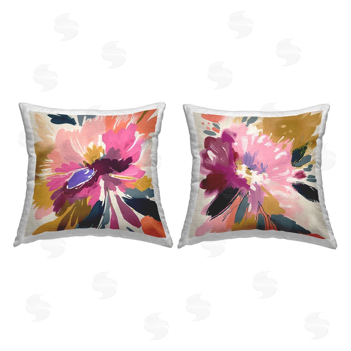 Abstract Pink Blossoms Outdoor Printed Pillow, Home Decor by Andrea Haase