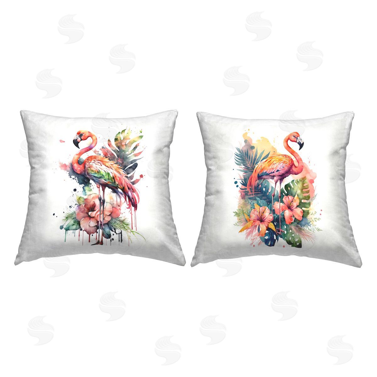 Floral Modern Flamingos Decorative Printed Pillow, Home Decor by LSR Design Studio