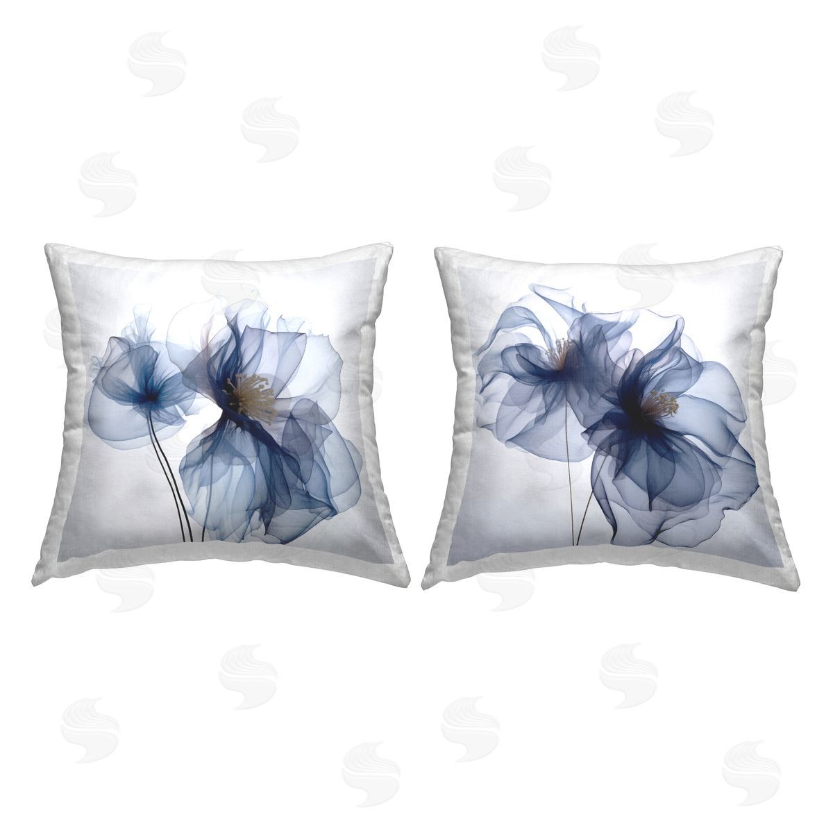 Abstract X-Ray Flowers Decorative Printed Pillow, Home Decor by Irena Orlov