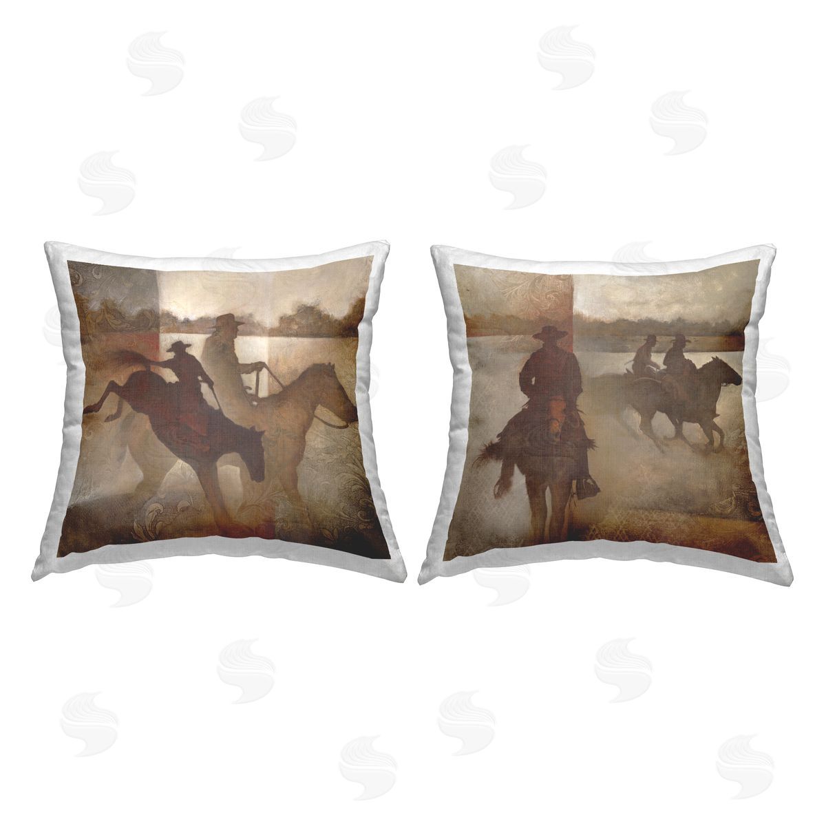 Western Cowboys Pattern Decorative Printed Pillow, Home Decor by White Ladder