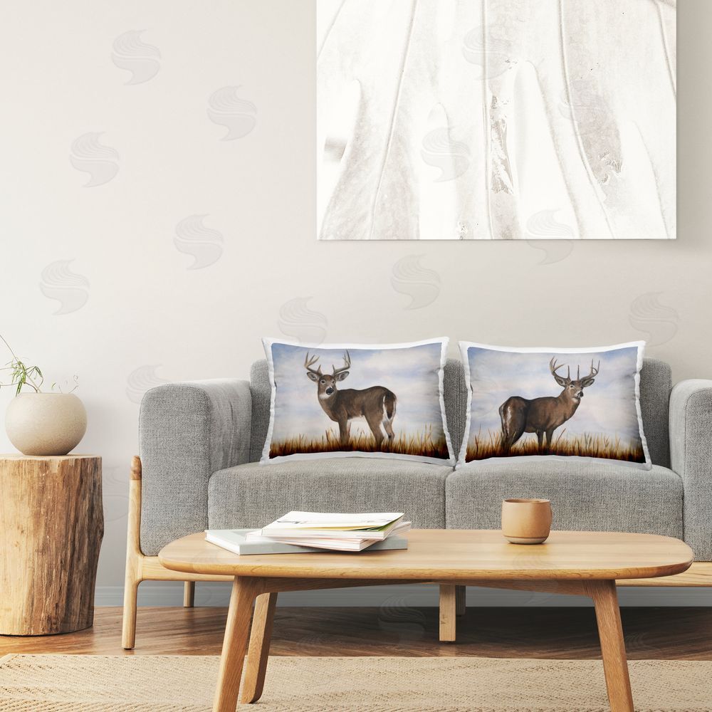 Michael Willett Deer Wildlife in Nature Printed Plush Polyester Throw Pillow On Chair