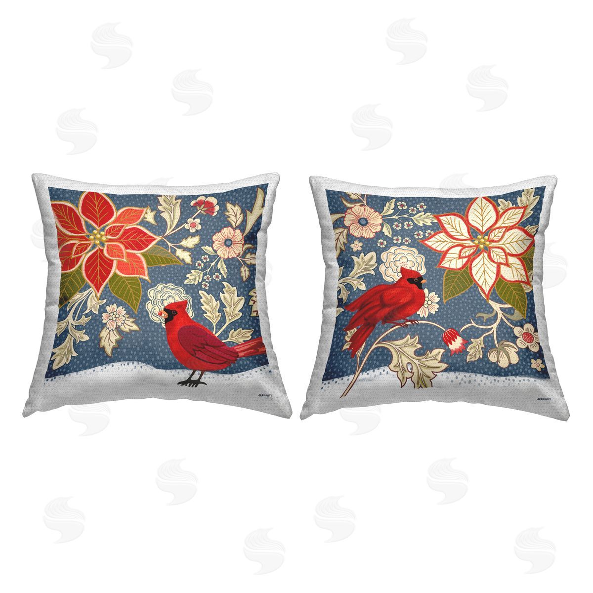 Patterned Cardinals & Florals Outdoor Printed Pillow, Home Decor by Jennifer Brinley