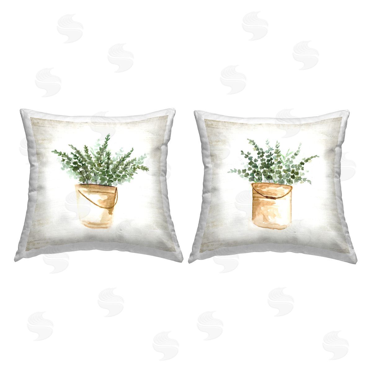 Rustic Potted Herbs Decorative Printed Pillow, Home Decor by Jennifer Brinley