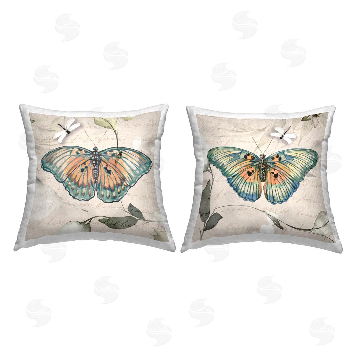 Vintage Insects Collage Decorative Printed Pillow, Home Decor by Jennifer Brinley