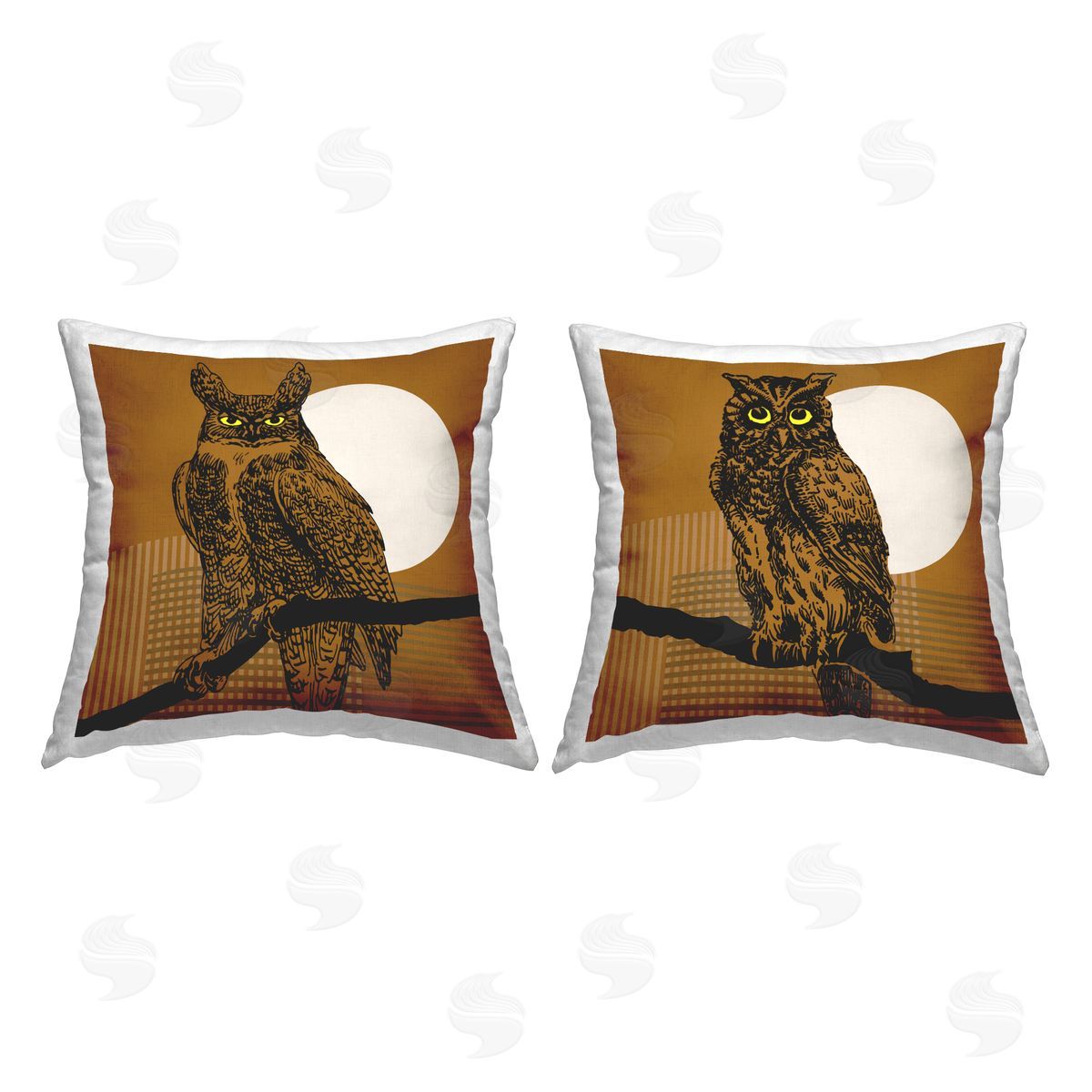 Perched Owls Patterned Decorative Printed Pillow, Home Decor by Jennifer Brinley