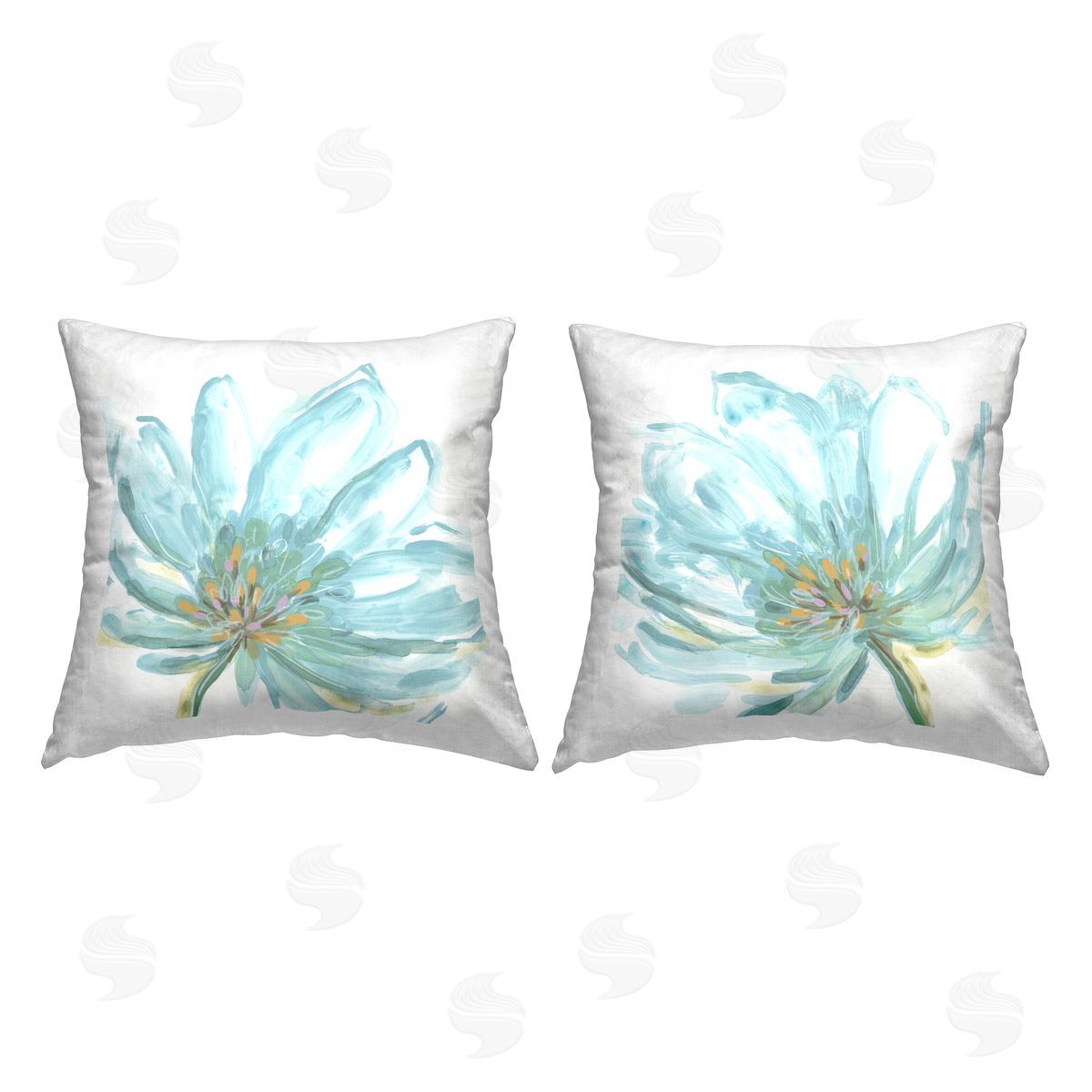 Blue Flowers Abstraction Decorative Printed Pillow, Home Decor by Jennifer Brinley