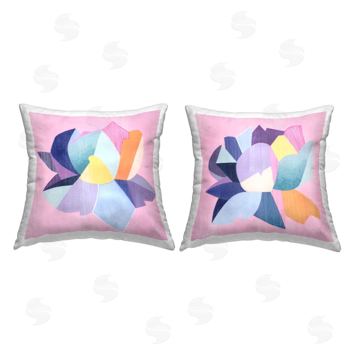 Geometric Patterned Blossoms Decorative Printed Pillow, Home Decor by Jennifer Brinley