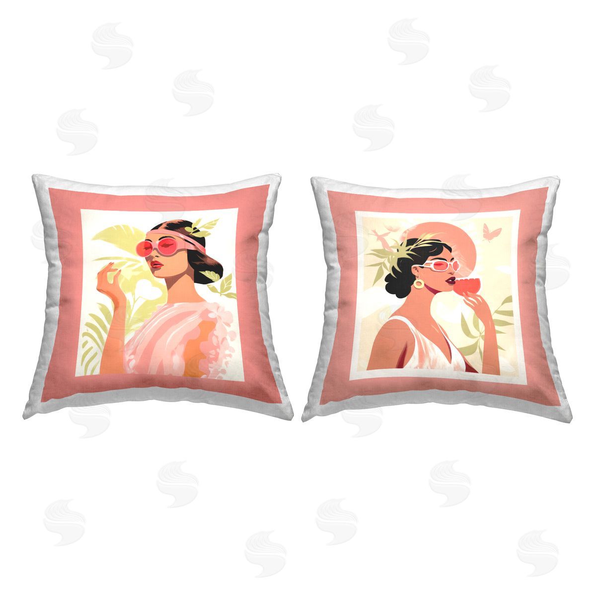 Glam Summer Fashion Girls Decorative Printed Pillow, Home Decor by Jennifer Brinley