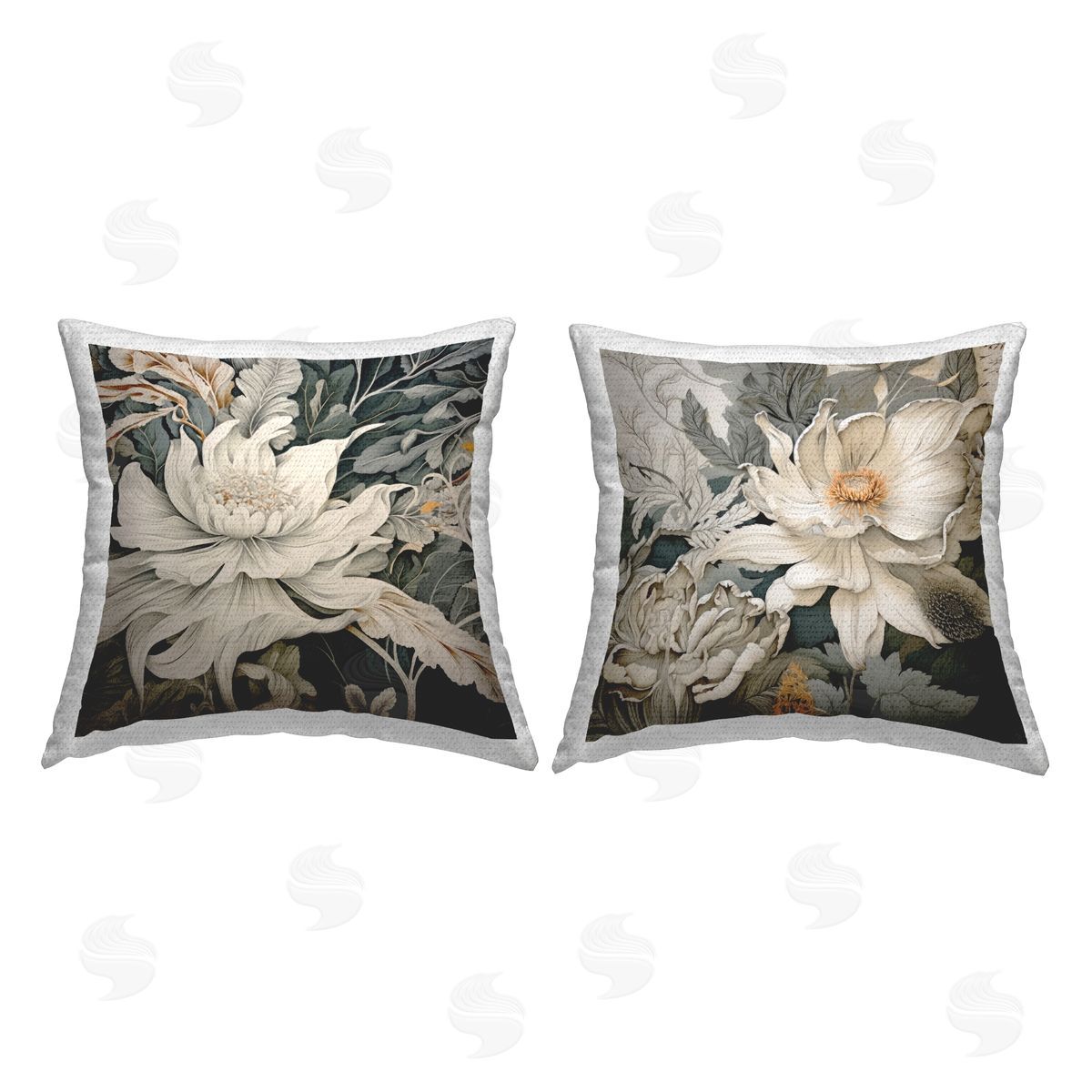 Traditional Vintage Blooms Outdoor Printed Pillow, Home Decor by Jennifer Brinley