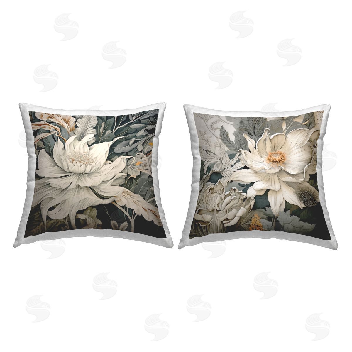 Traditional Vintage Blooms Decorative Printed Pillow, Home Decor by Jennifer Brinley