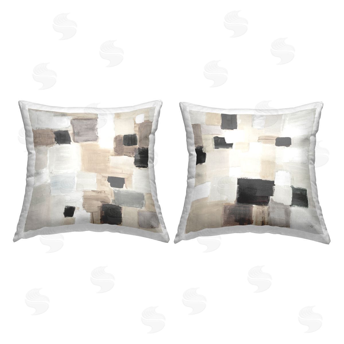 Neutral Squares Abstraction Decorative Printed Pillow, Home Decor by Jennifer Brinley
