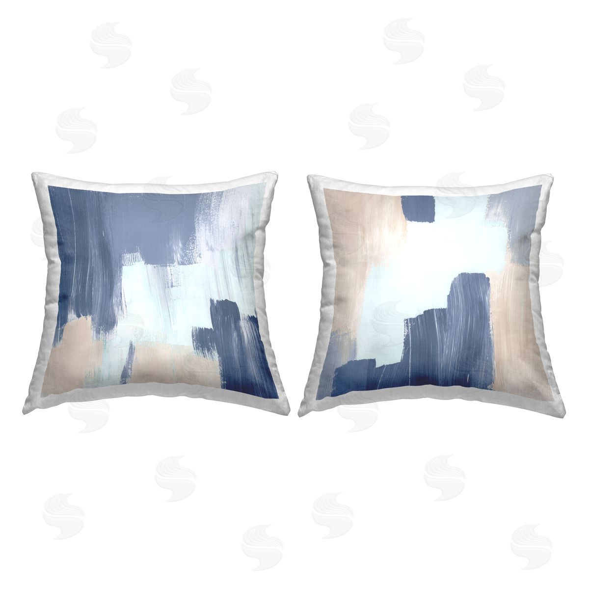 Expressive Blue & Beige Decorative Printed Pillow, Home Decor by Jennifer Brinley
