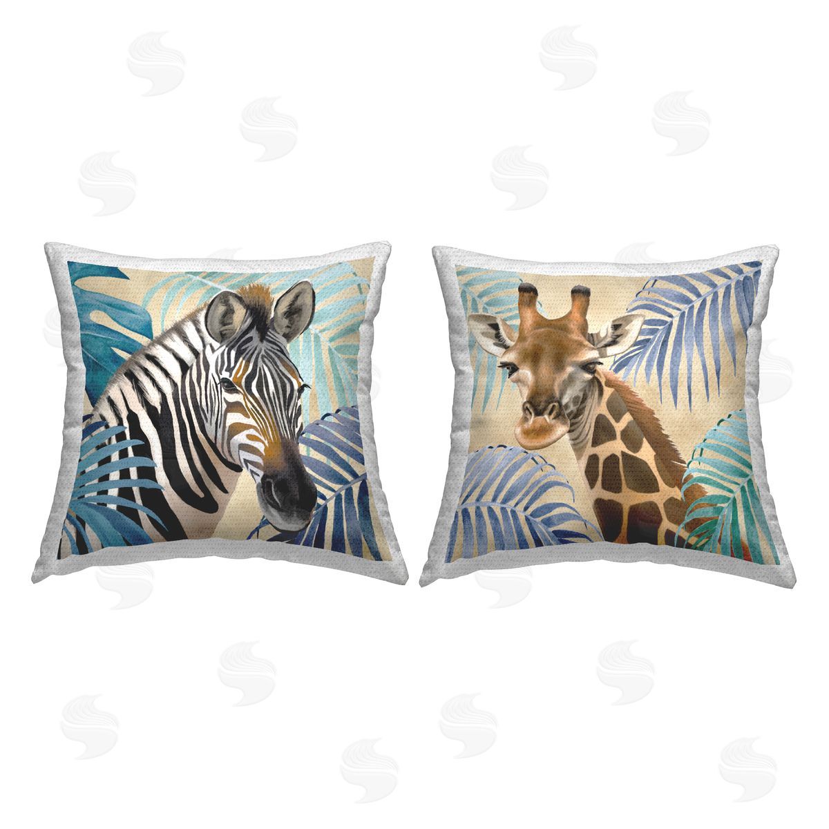 Jungle Animals with Leaves Outdoor Printed Pillow, Home Decor by Jennifer Brinley
