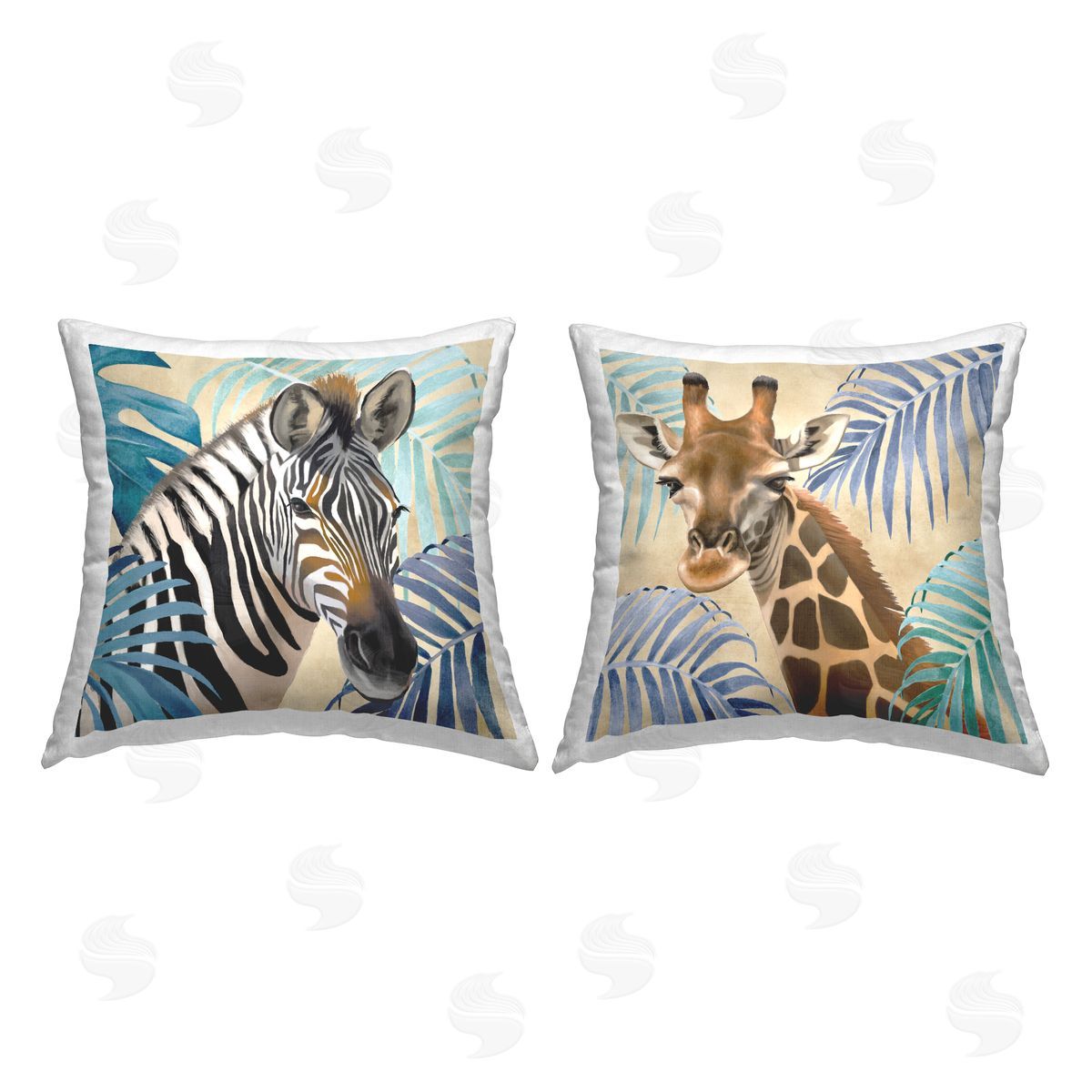 Jungle Animals with Leaves Decorative Printed Pillow, Home Decor by Jennifer Brinley