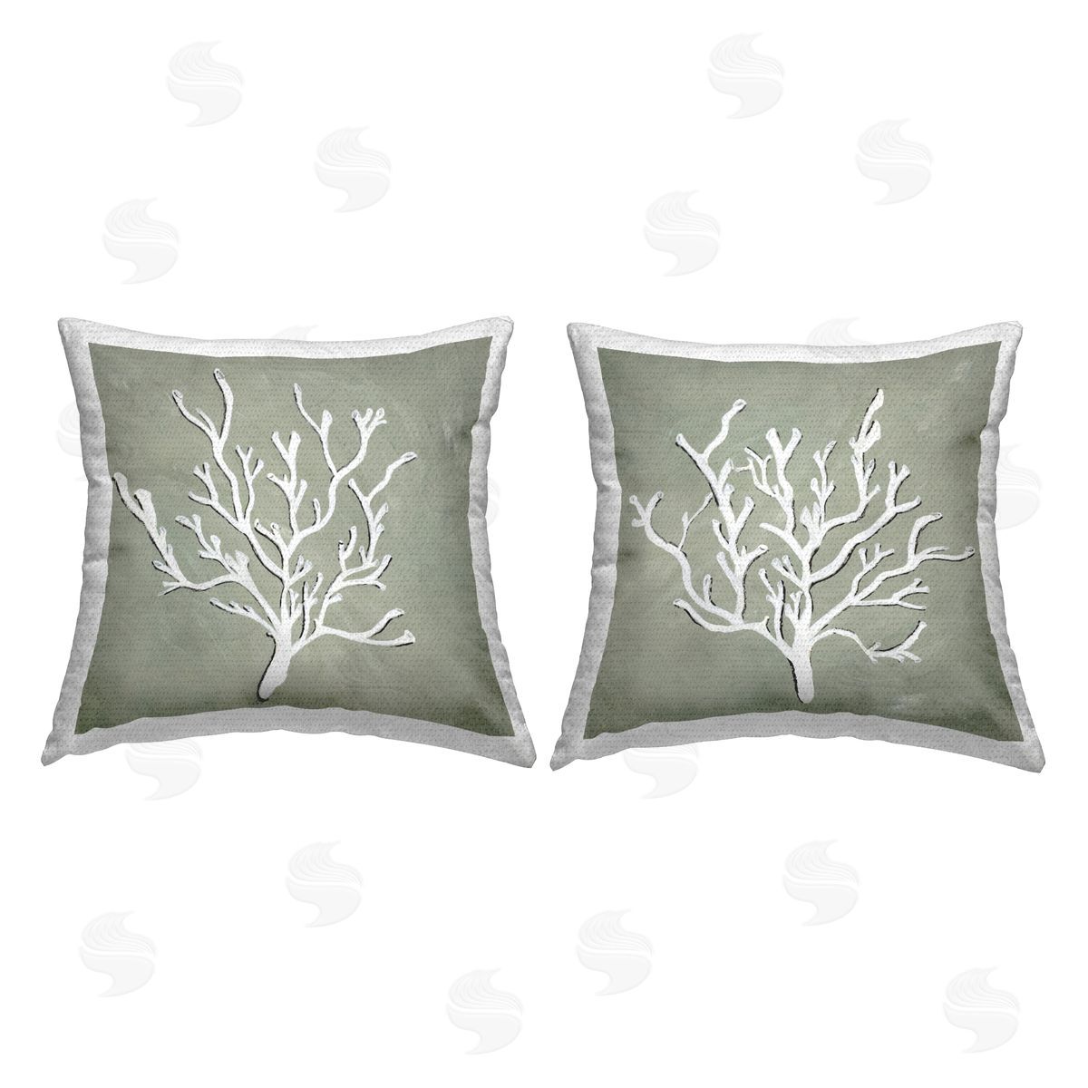 Minimal Coral Shapes Outdoor Printed Pillow, Home Decor by Jennifer Brinley