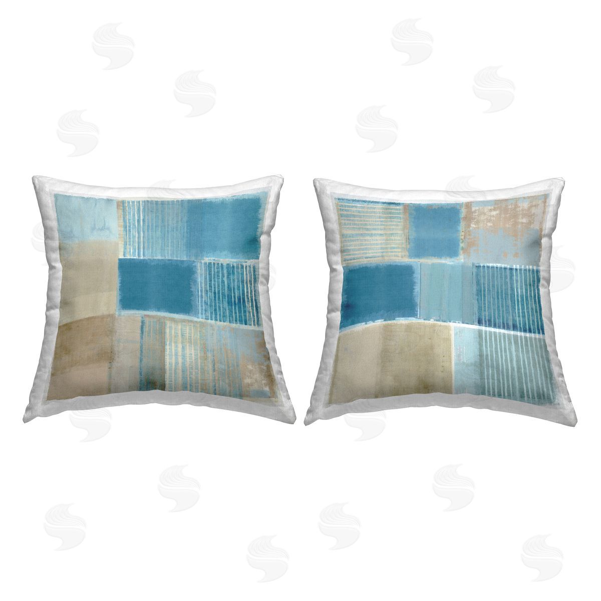 Flora Kouta Weathered Geometric Pattern Printed Plush Polyester Throw Pillow