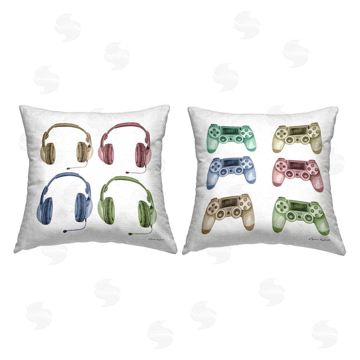 Sharon Kuplack Gamer Controllers & Headsets Outdoor Quick-Dry Polyester Printed Throw Pillow