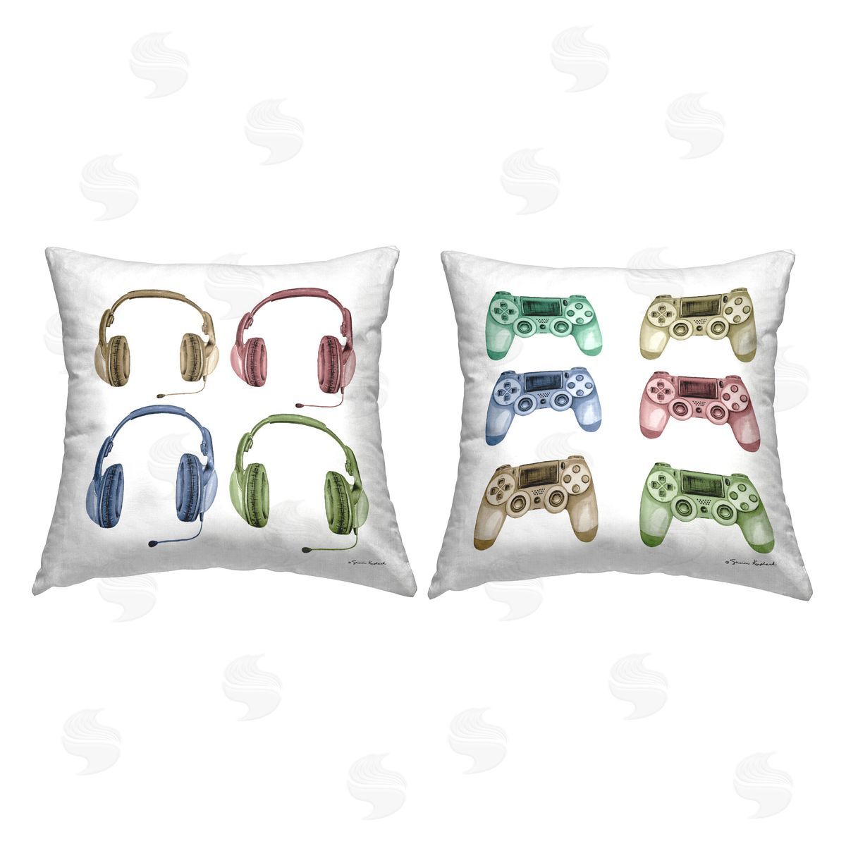 Sharon Kuplack Gamer Controllers & Headsets Printed Plush Polyester Throw Pillow