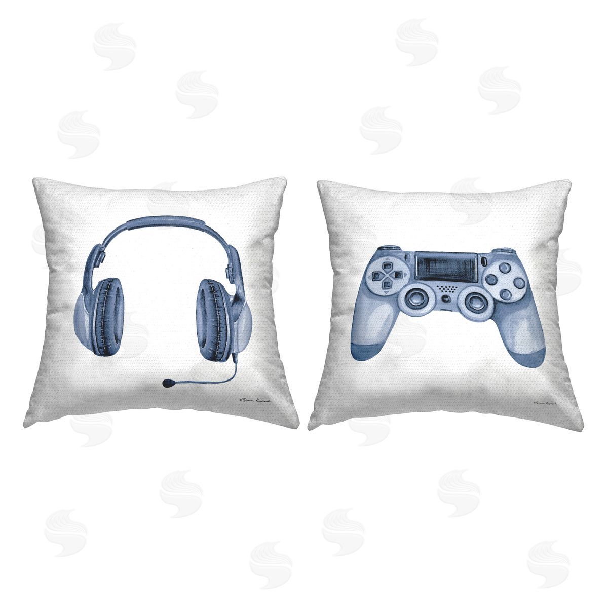 Sharon Kuplack Blue Gaming Accessories Outdoor Quick-Dry Polyester Printed Throw Pillow