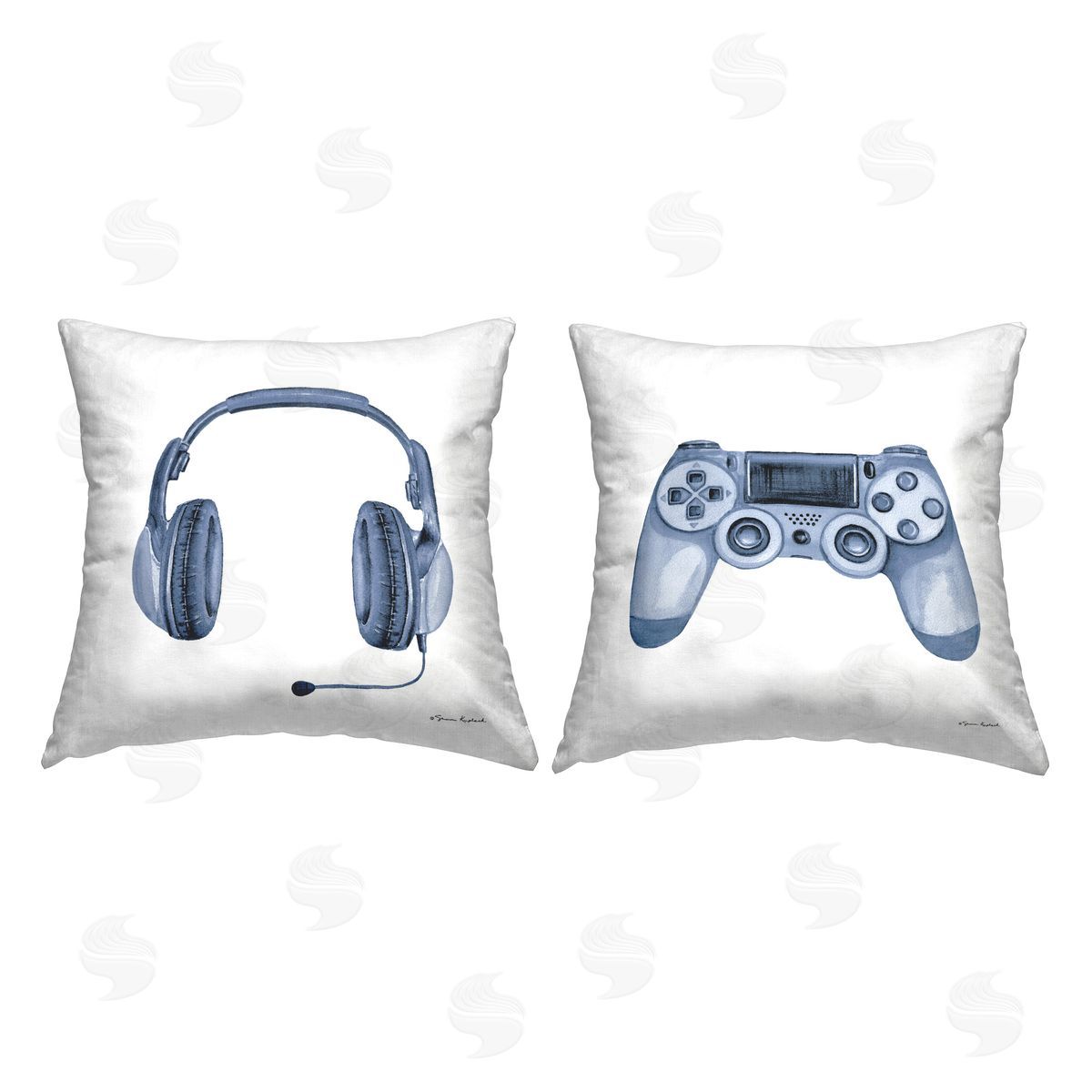 Sharon Kuplack Blue Gaming Accessories Printed Plush Polyester Throw Pillow
