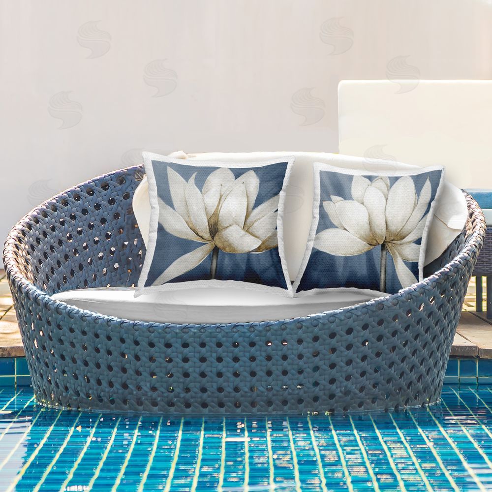 Veronique Charron Traditional Floral Falling Petals Outdoor Quick-Dry Polyester Printed Throw Pillow in Back Yard