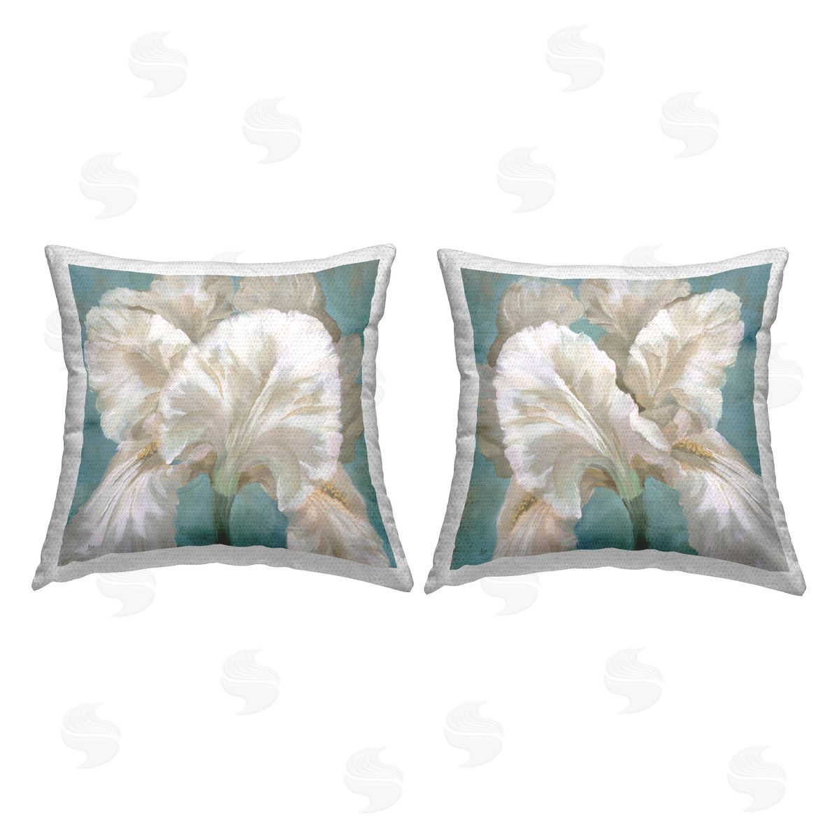 Mike Schick White Iris Flower Outdoor Quick-Dry Polyester Printed Throw Pillow