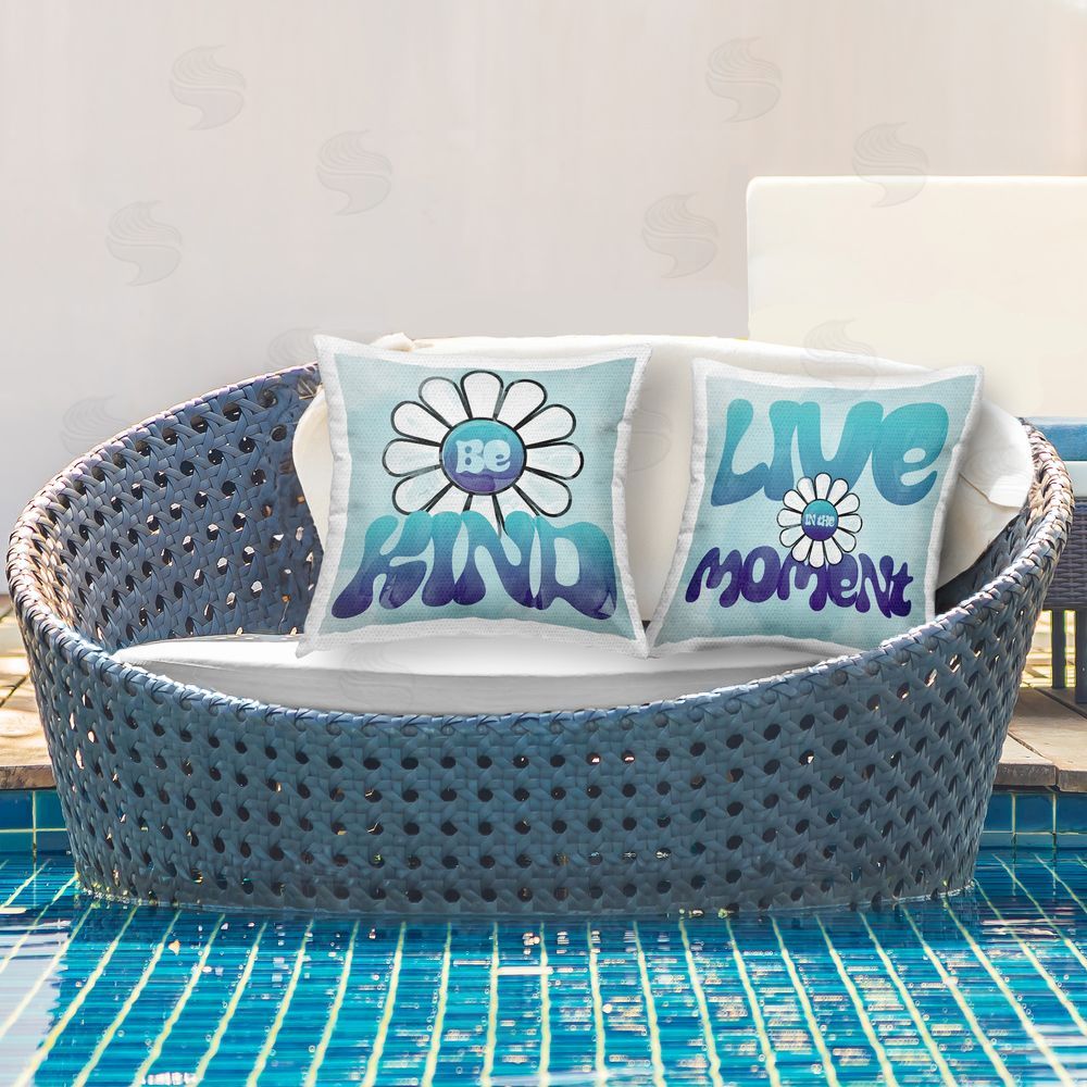 Katrina Craven Groovy Daisy Statements Outdoor Quick-Dry Polyester Printed Throw Pillow in Back Yard