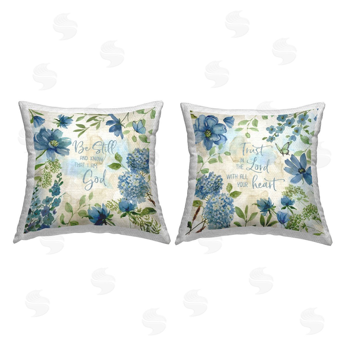 Katrina Craven Trust Be Still Blue Hydrangea Outdoor Quick-Dry Polyester Printed Throw Pillow