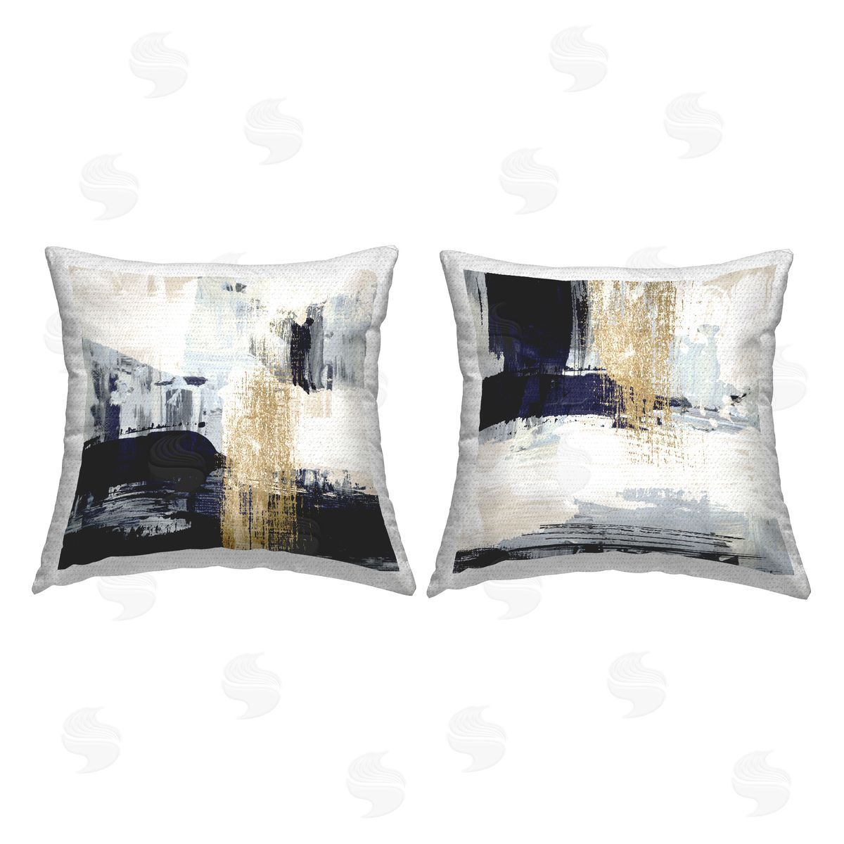 Alan Majchrowicz Patchy Navy Gold Abstract Outdoor Quick-Dry Polyester Printed Throw Pillow