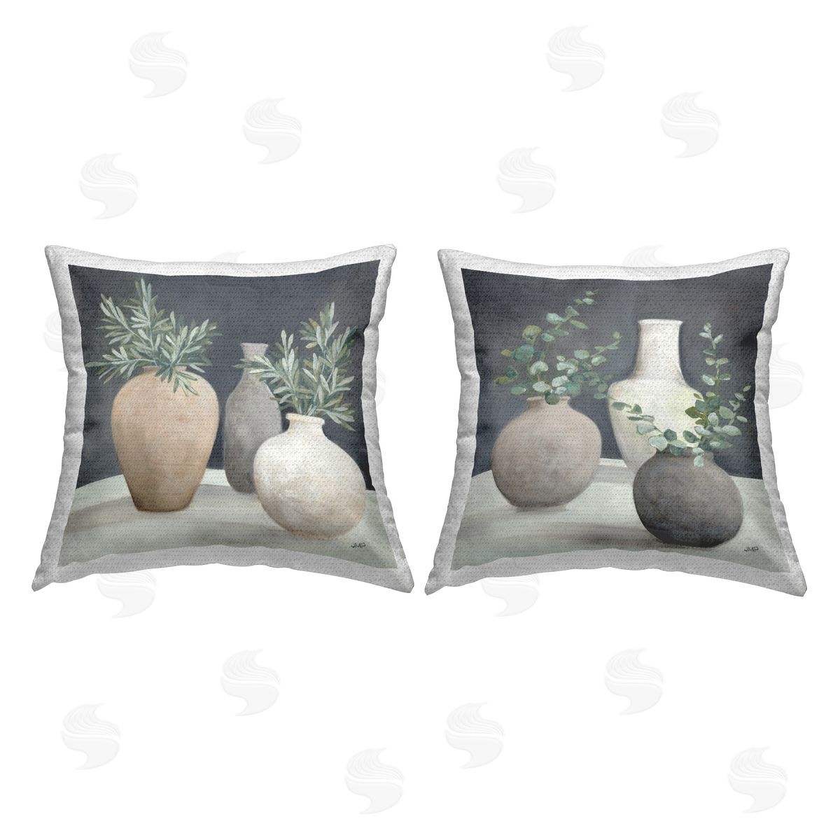 Julia Purinton Eucalyptus Greens Fresh Vessels Outdoor Quick-Dry Polyester Printed Throw Pillow