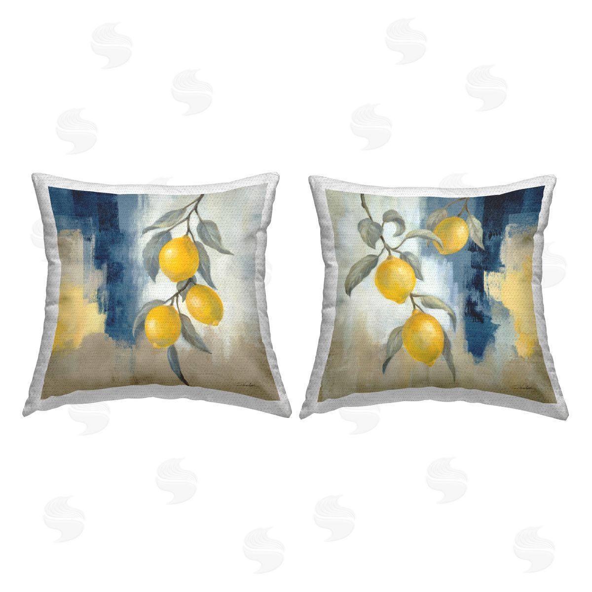 Silvia Vassileva Abstract Hanging Lemon Fruits Outdoor Quick-Dry Polyester Printed Throw Pillow