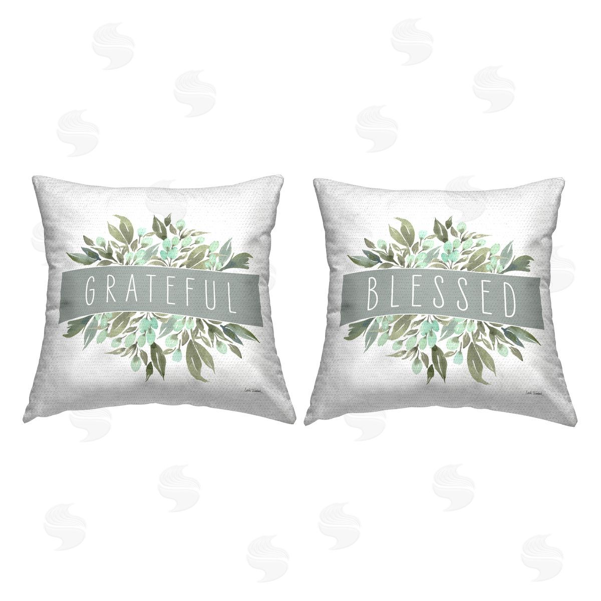 Leslie Trimbach Blessed Grateful Sentiment  Outdoor Quick-Dry Polyester Printed Throw Pillow