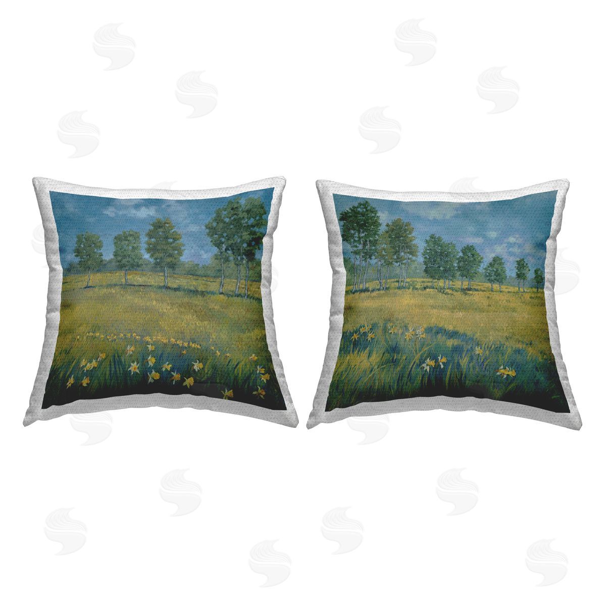 Stupell Studio Daffodil Tree Lined Field Outdoor Quick-Dry Polyester Printed Throw Pillow