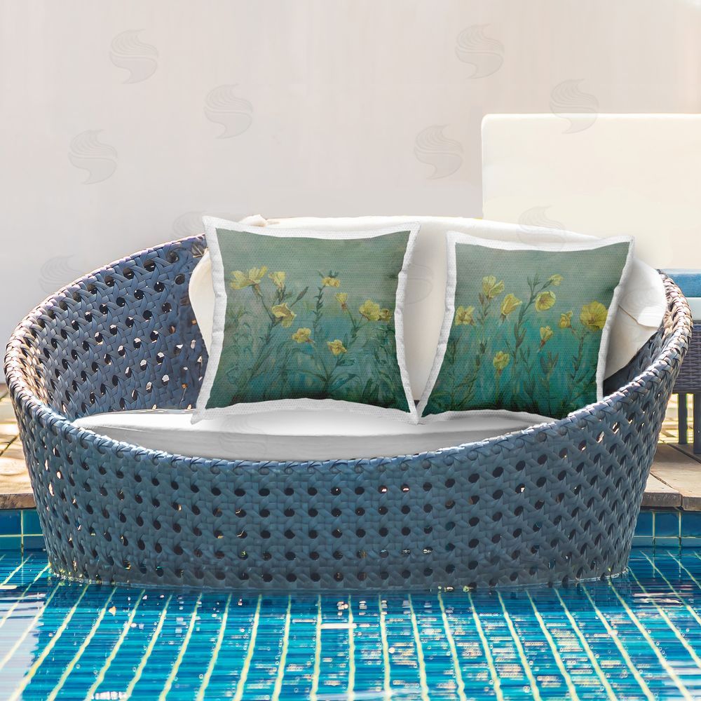 Stupell Studio Evening Primrose Flower Unfurling Outdoor Quick-Dry Polyester Printed Throw Pillow in Back Yard