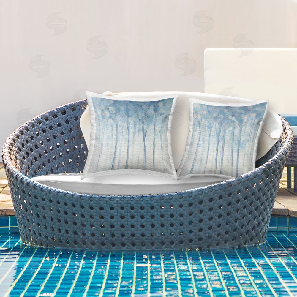 June Erica Vess Subtle Streaked Trees Outdoor Quick-Dry Polyester Printed Throw Pillow in Back Yard