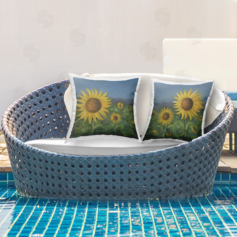 Stupell Studio Gorgeous Sunflower Field  Outdoor Quick-Dry Polyester Printed Throw Pillow in Back Yard