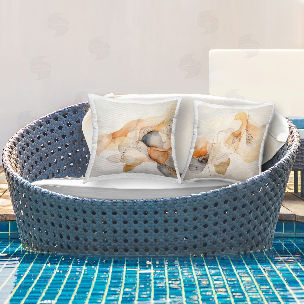 Stupell Studio Abstract Peach Watercolor Shapes Outdoor Quick-Dry Polyester Printed Throw Pillow in Back Yard