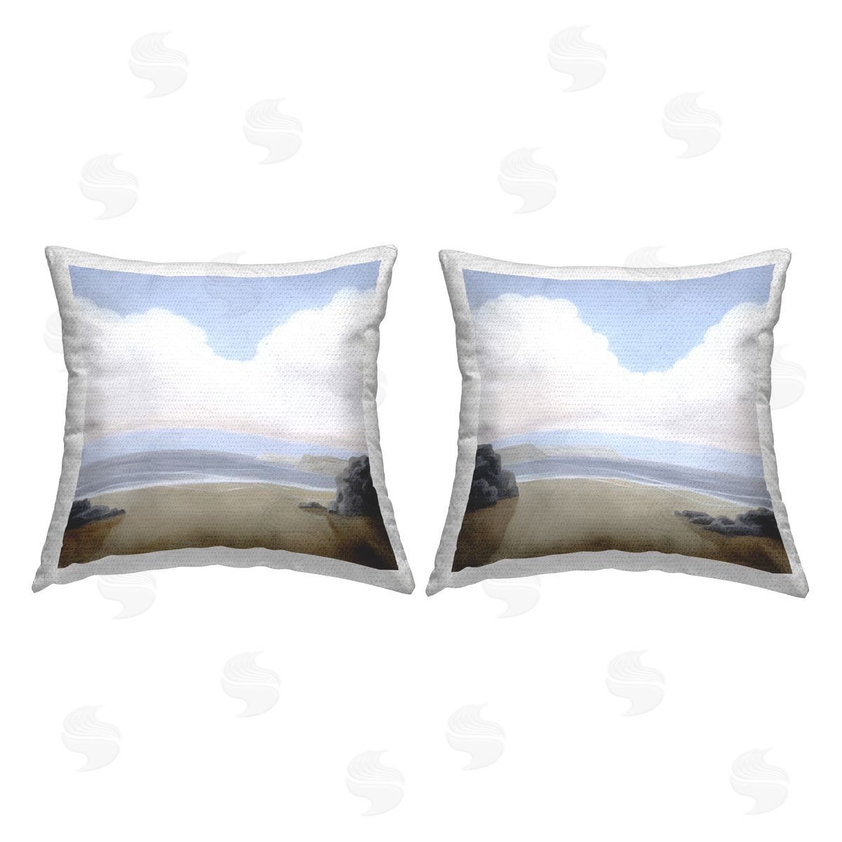 Stupell Studio Abstract Secluded Beach Alcove  Outdoor Quick-Dry Polyester Printed Throw Pillow