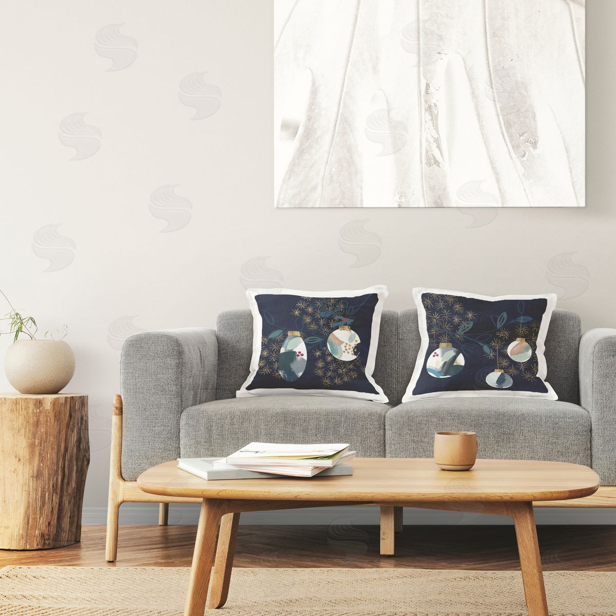 Victoria Barnes Abstract Ornaments on Tree Printed Plush Polyester Throw Pillow
