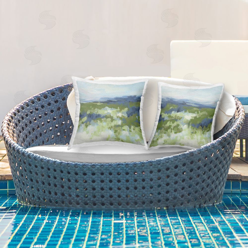 June Erica Vess Abstract Overgrown Field  Outdoor Quick-Dry Polyester Printed Throw Pillow in Back Yard