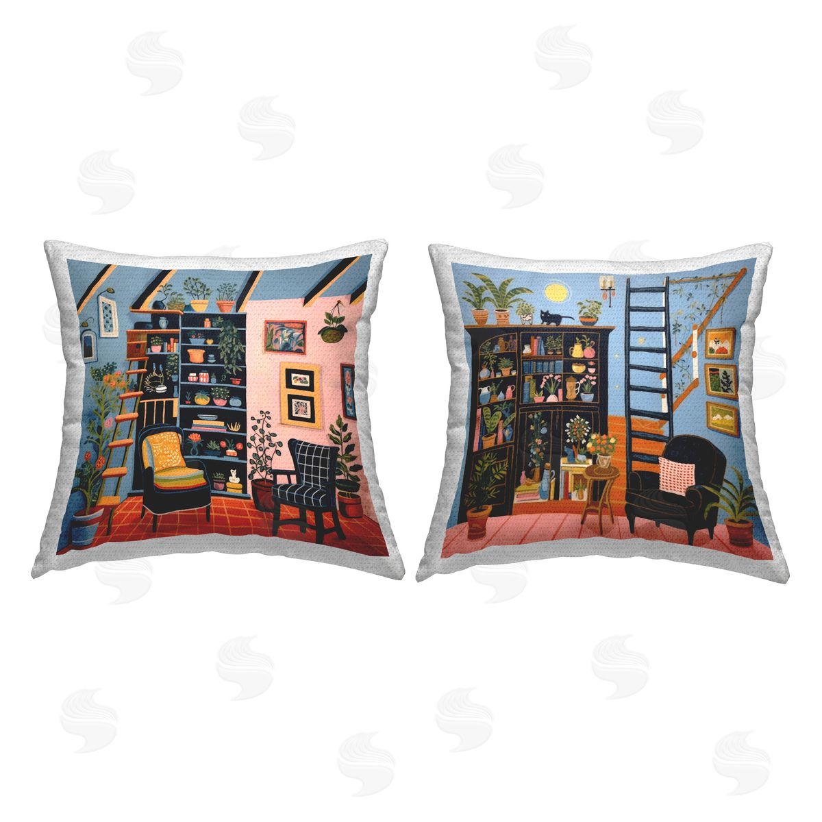 Lazar Studio Cozy Decorated Reading Nook  Outdoor Quick-Dry Polyester Printed Throw Pillow