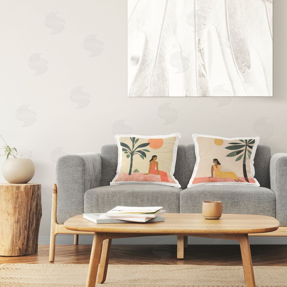 Lazar Studio Female Figure Resting Outdoors Printed Plush Polyester Throw Pillow On Chair