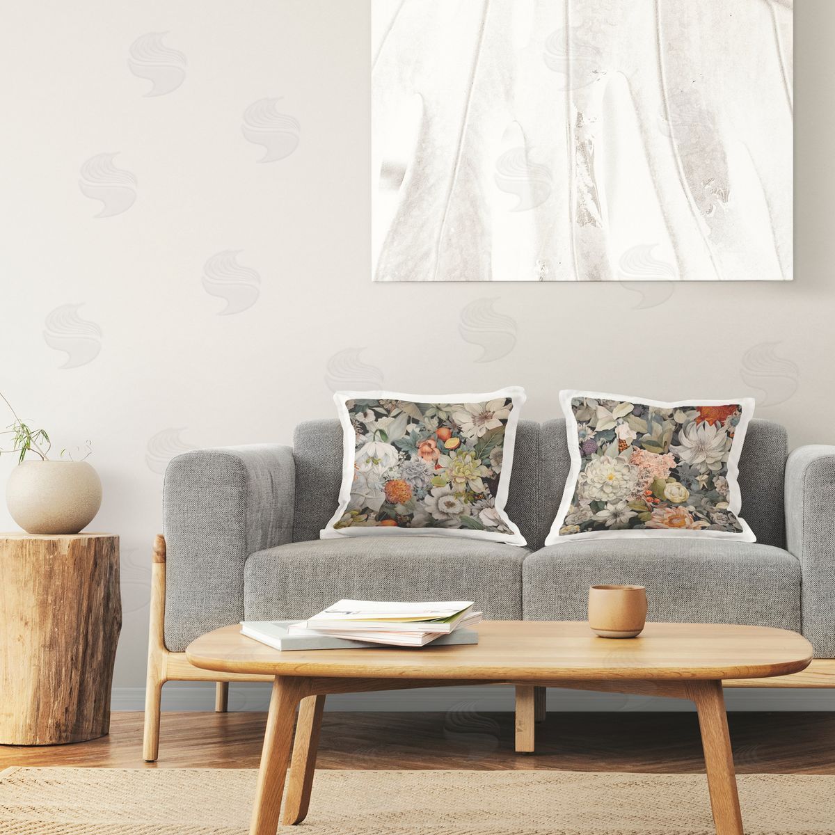 Lazar Studio Striking Botanical Floral  Printed Plush Polyester Throw Pillow