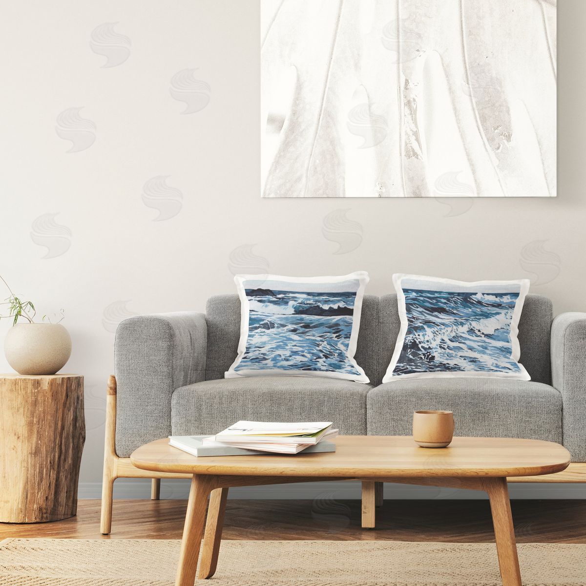 Melissa Wang Breaking Ocean Waves Printed Plush Polyester Throw Pillow